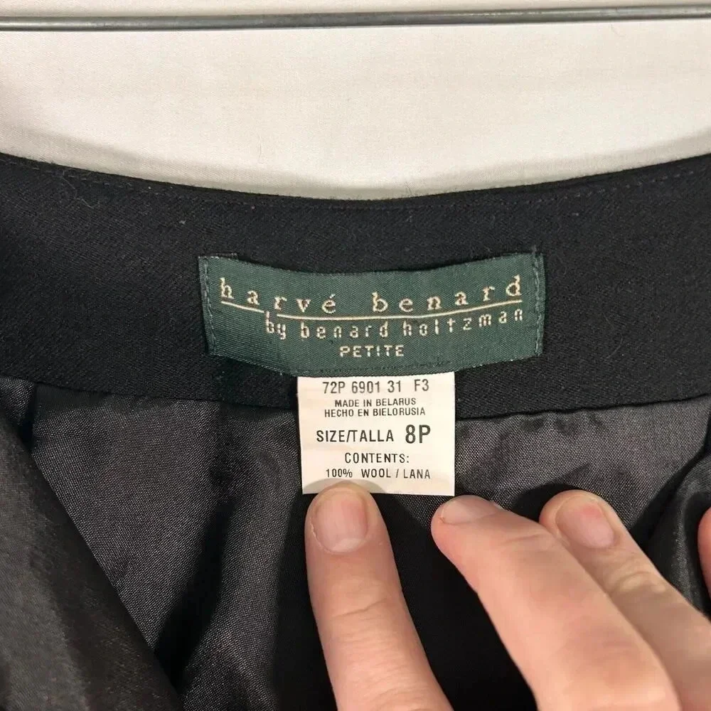Harve Benard Wool Dress Pants Women's 8P Petite Button Zip Lined High Rise